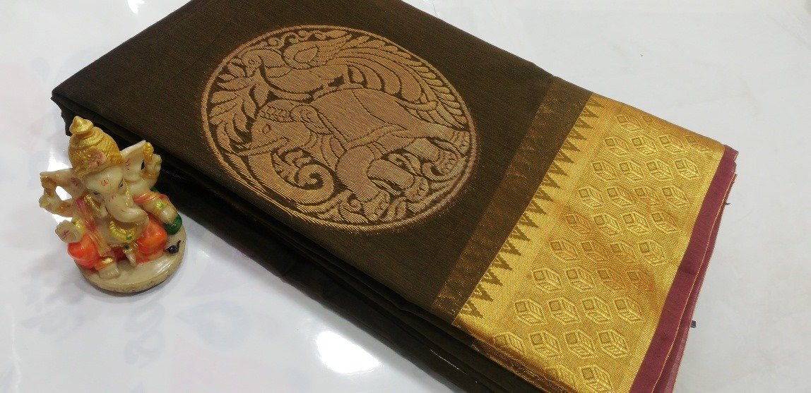 Brown Silk Cotton Saree