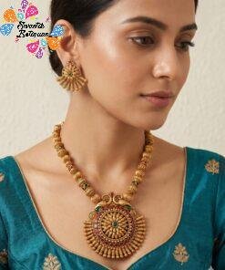 Multi Colour Peacock Matte Finished Necklace