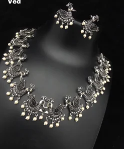 Alternative view of Black Oxidised Silver Necklace