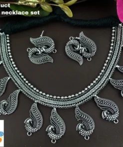 Alternative view of Peacock Designer Oxidised Necklace