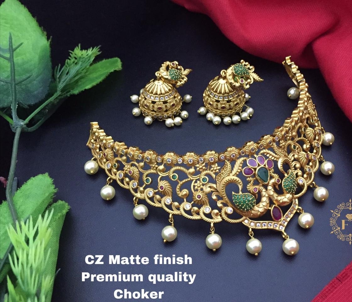 Peacock Designer Matte Finished Premium Quality Chocker Necklace Peacock Designer Matte Finished Premium Quality Chocker Necklace