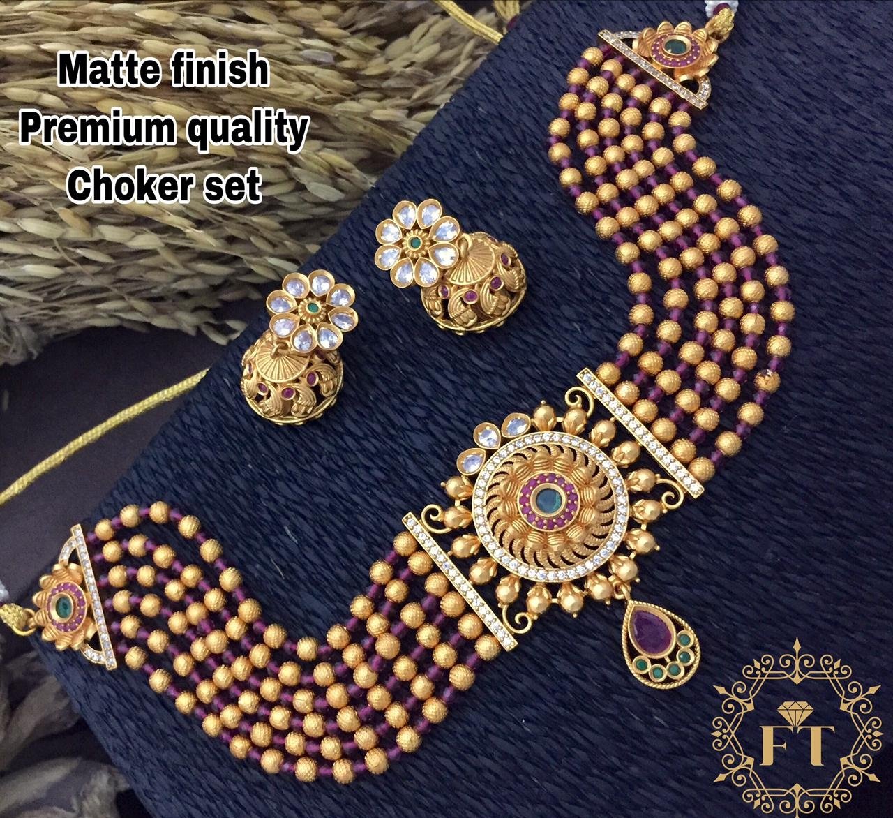 Multi Colour Matte Finished Premium Quality Chocker Necklace Multi Colour Matte Finished Premium Quality Chocker Necklace