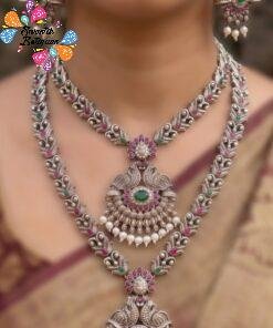 Peacock Designer Matte Silver Combo Set