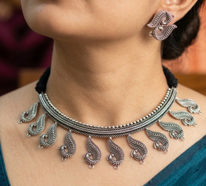 Peacock Designer Oxidised Necklace Peacock Designer Oxidised Necklace