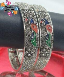Silver Oxidised Bangle set