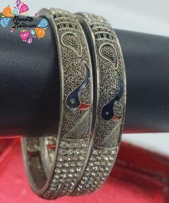 Silver Oxidised Bangle set