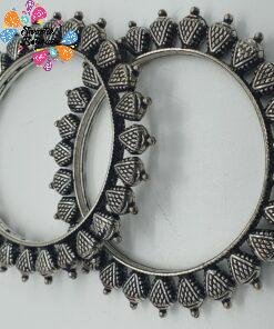 Silver Oxidised Bangle set