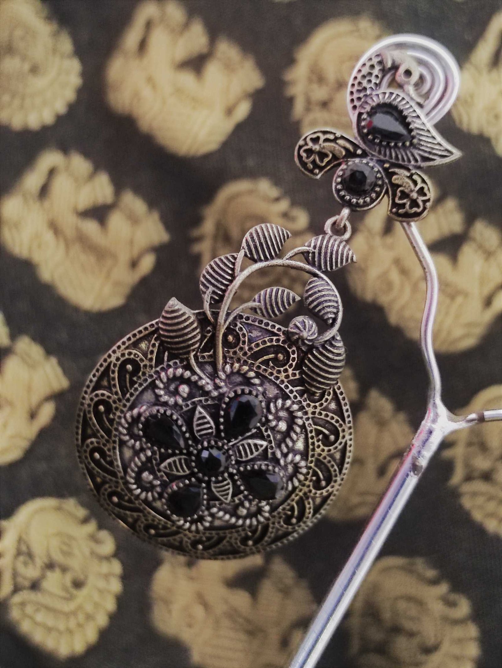 Gold Oxidised Earring Gold Oxidised Earring