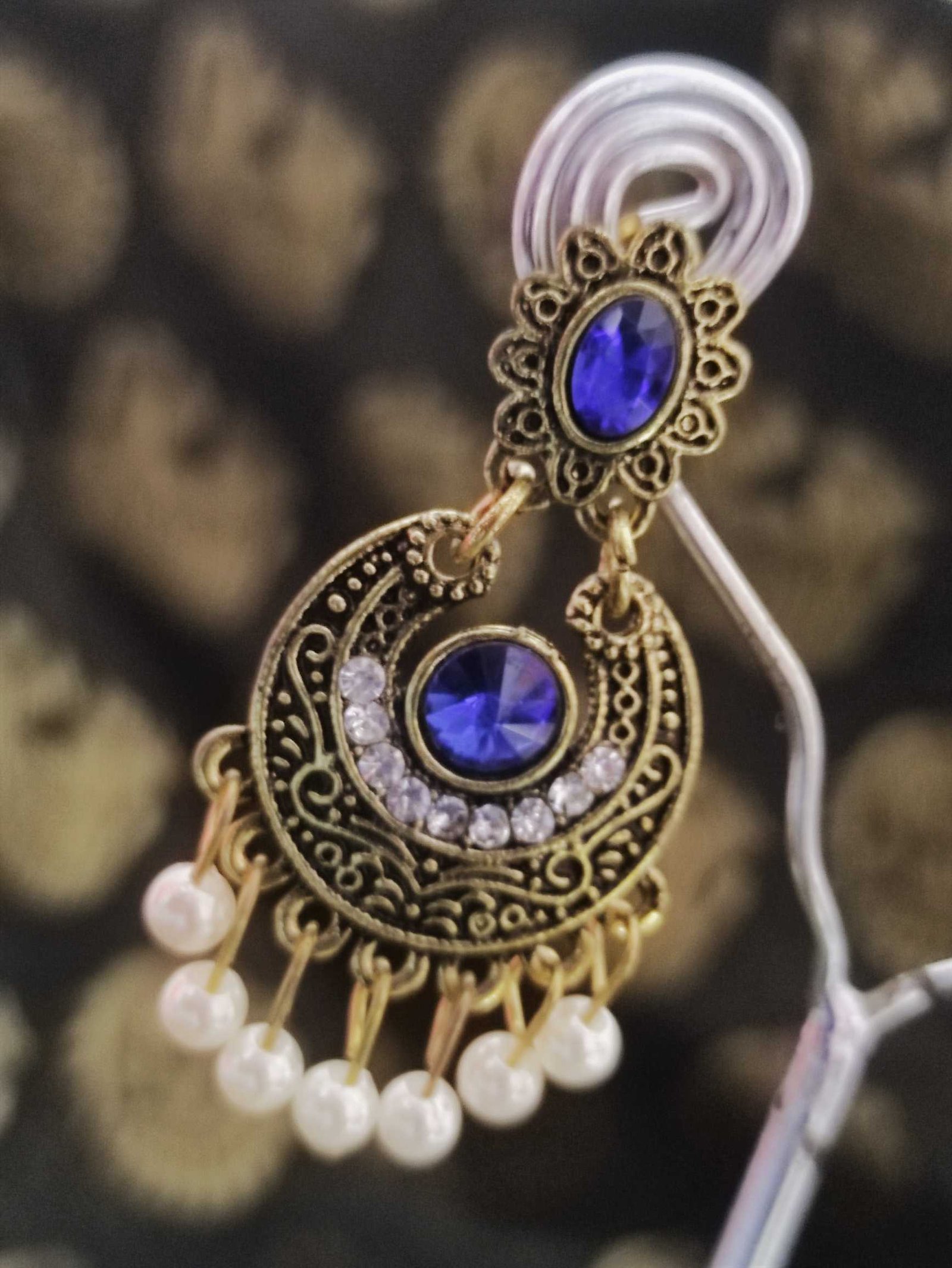 Gold Oxidised Earring