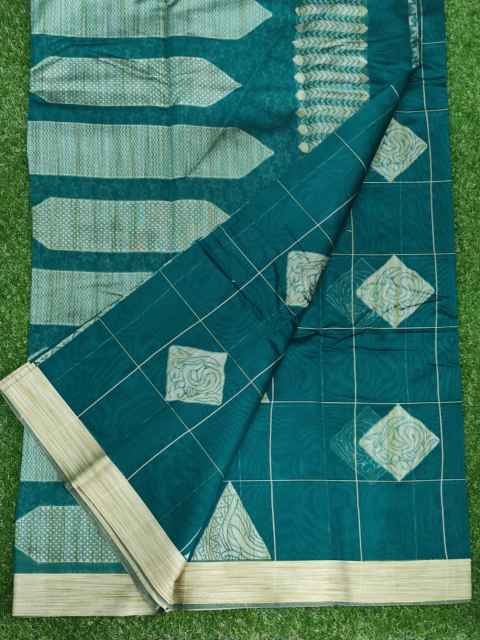 Peacock Green Silk Cotton Saree - Image 3