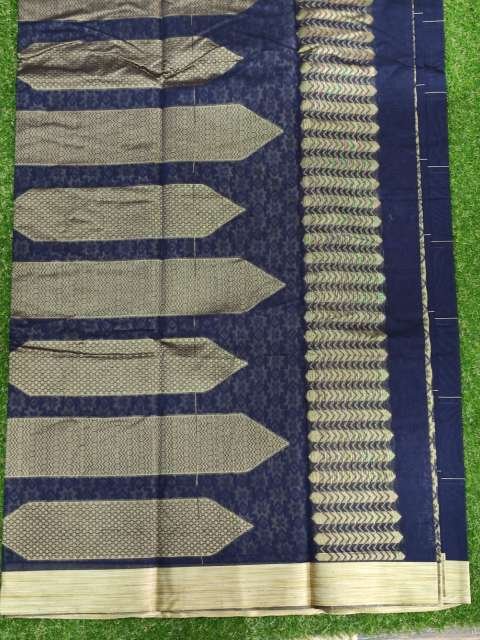 Navy Blue Silk Cotton Saree - Image 4