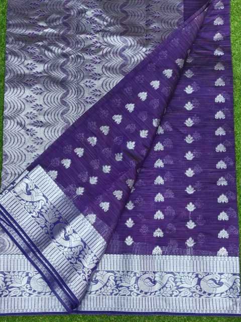Purple Mixed Silver Silk Cotton Saree - Image 4