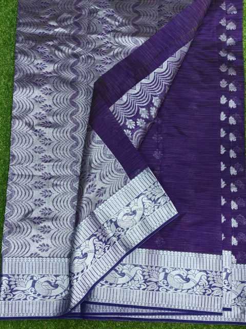 Purple Mixed Silver Silk Cotton Saree - Image 3
