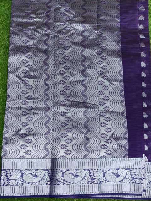 Purple Mixed Silver Silk Cotton Saree - Image 2