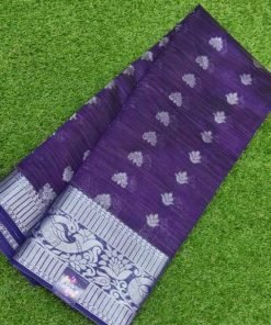 Purple Mixed Silver Silk Cotton Saree