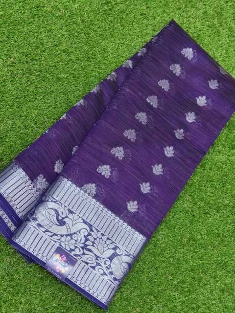 Purple Mixed Silver Silk Cotton Saree