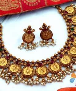 Lakshmi Coin Matte Finished Necklace
