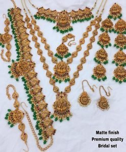 Maha Lakshmi Green Pearl Matte Finished Full Bridal Set
