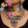 Lakshmi Silver Oxidised Matte Finished Necklace