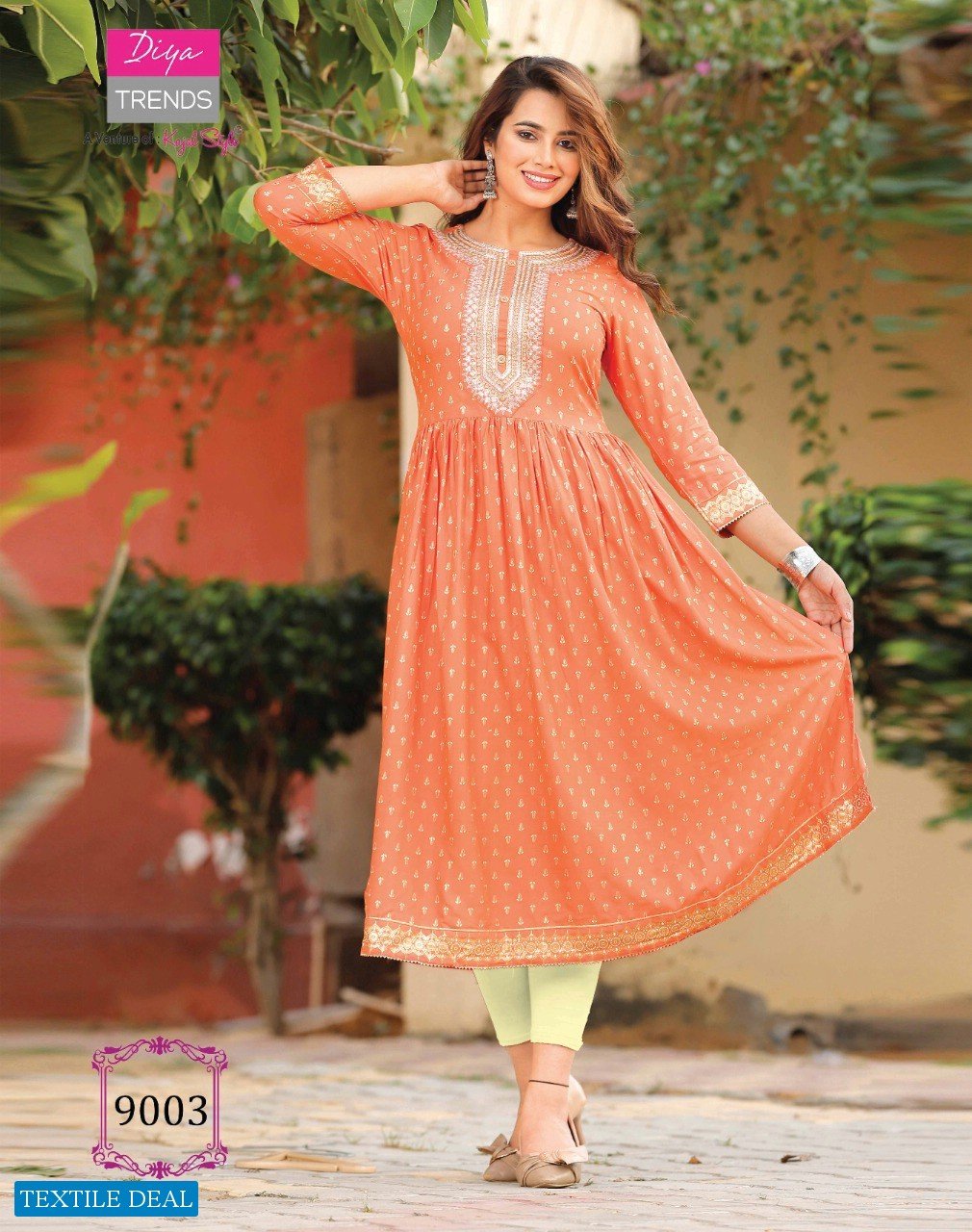 Orange Flair Style Kurthi Gown Orange Flair Style Kurthi Gown