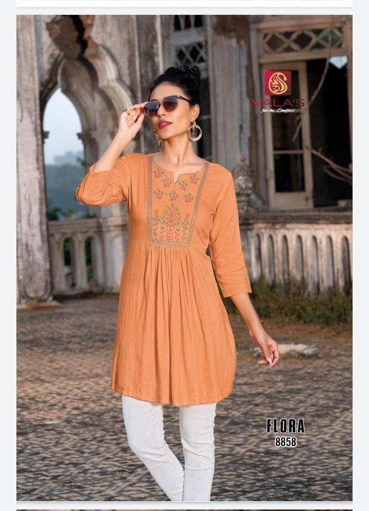 Light Orange Short Kurthi Light Orange Short Kurthi