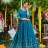 Peacock Blue Rayon Printed Long Frock Peacock Blue Rayon Printed Long Frock