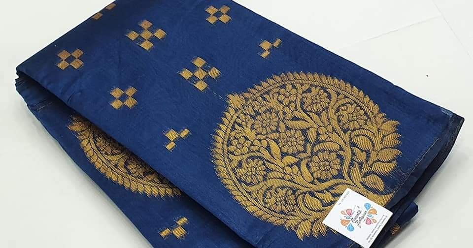 Blue & Gold Silk Cotton Saree Blue & Gold Silk Cotton Saree