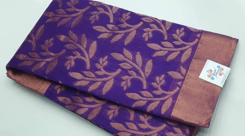 Purple and Gold Silk Cotton Saree Purple and Gold Silk Cotton Saree