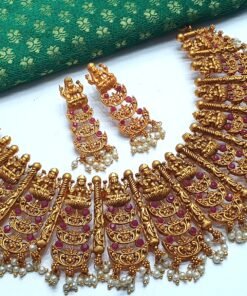 Lakshmi With Pearl Matte Finished Necklace