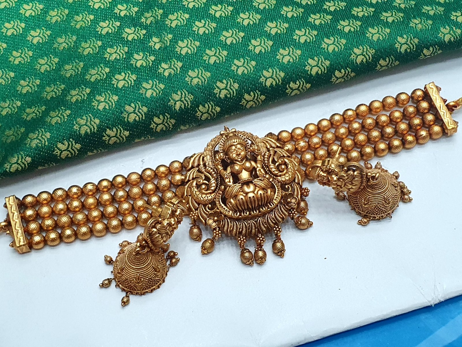 Golden Lakshmi Matte Finished Chocker Necklace Golden Lakshmi Matte Finished Chocker Necklace