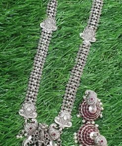 Lakshmi Peacock Silver Oxidised Matte Finished Harram Lakshmi Peacock Silver Oxidised Matte Finished Harram