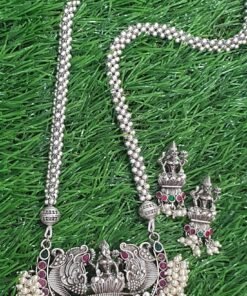Lakshmi Pearl Silver Oxidised Matte Finished Harram Lakshmi Pearl Silver Oxidised Matte Finished Harram
