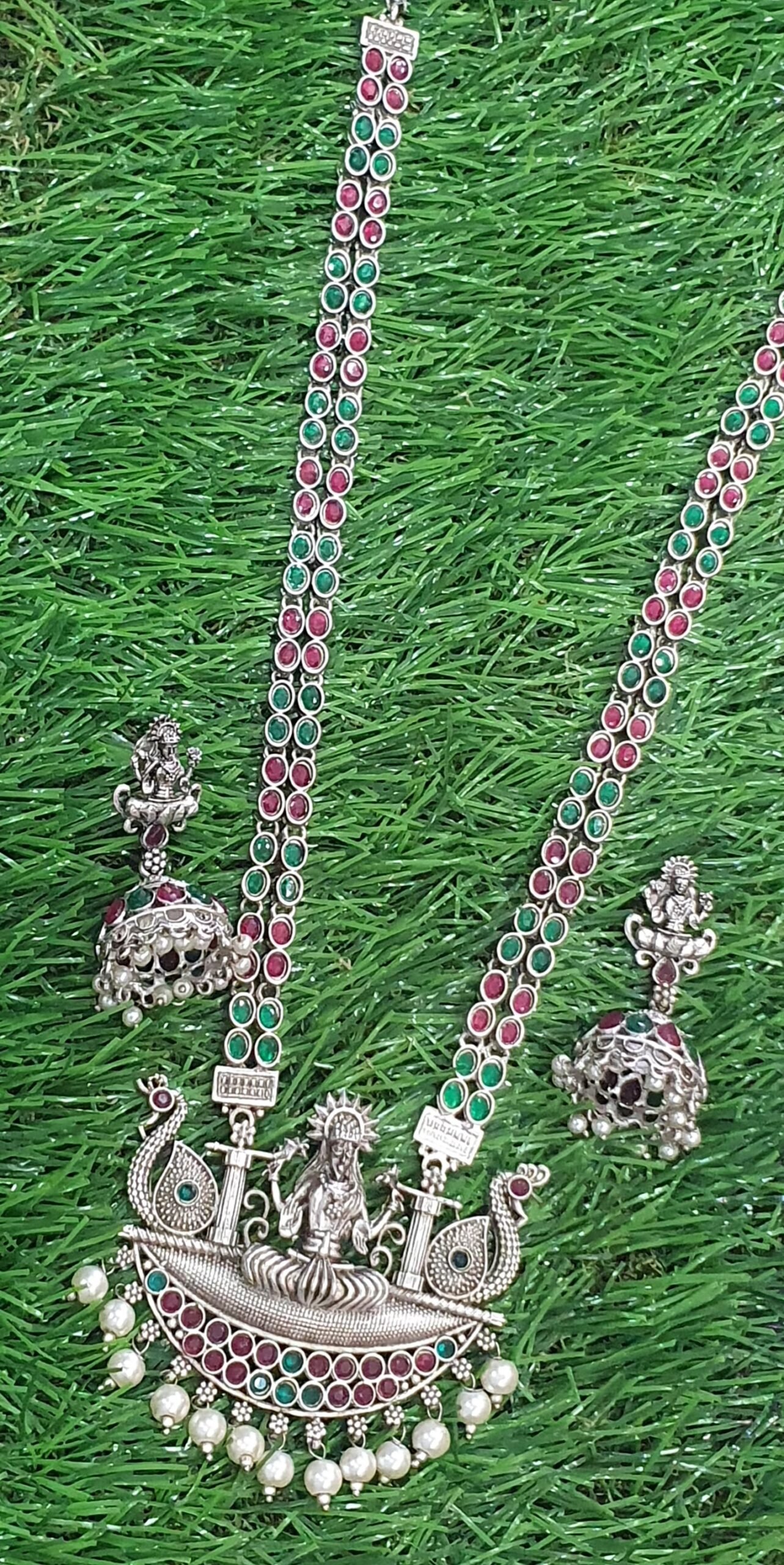 Lakshmi & Peacock Silver Oxidised Matte Finished Harram Lakshmi & Peacock Silver Oxidised Matte Finished Harram - Image 2