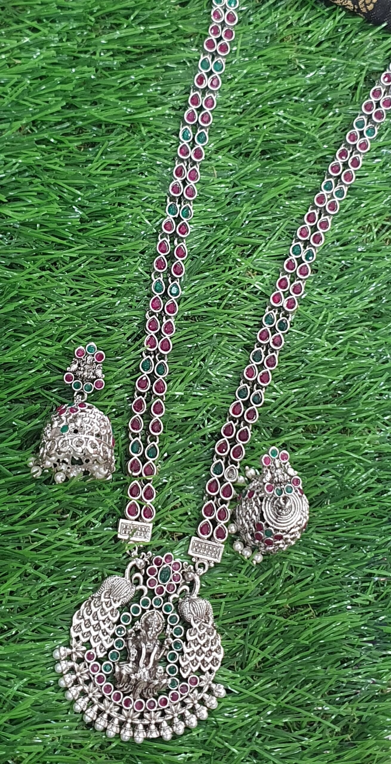 Peacock Silver Oxidised Matte Finished Harram Peacock Silver Oxidised Matte Finished Harram - Image 2