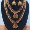 Golden Pearl Pink Stone Matte Finished Semi Combo Bridal Set