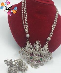 Lakshmi Pearl Silver Oxidised Matte Finished Harram