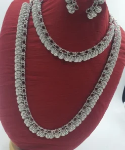 Alternative view of Pink Lakshmi Coin Oxidised Matte Finished Semi Bridal Combo Set