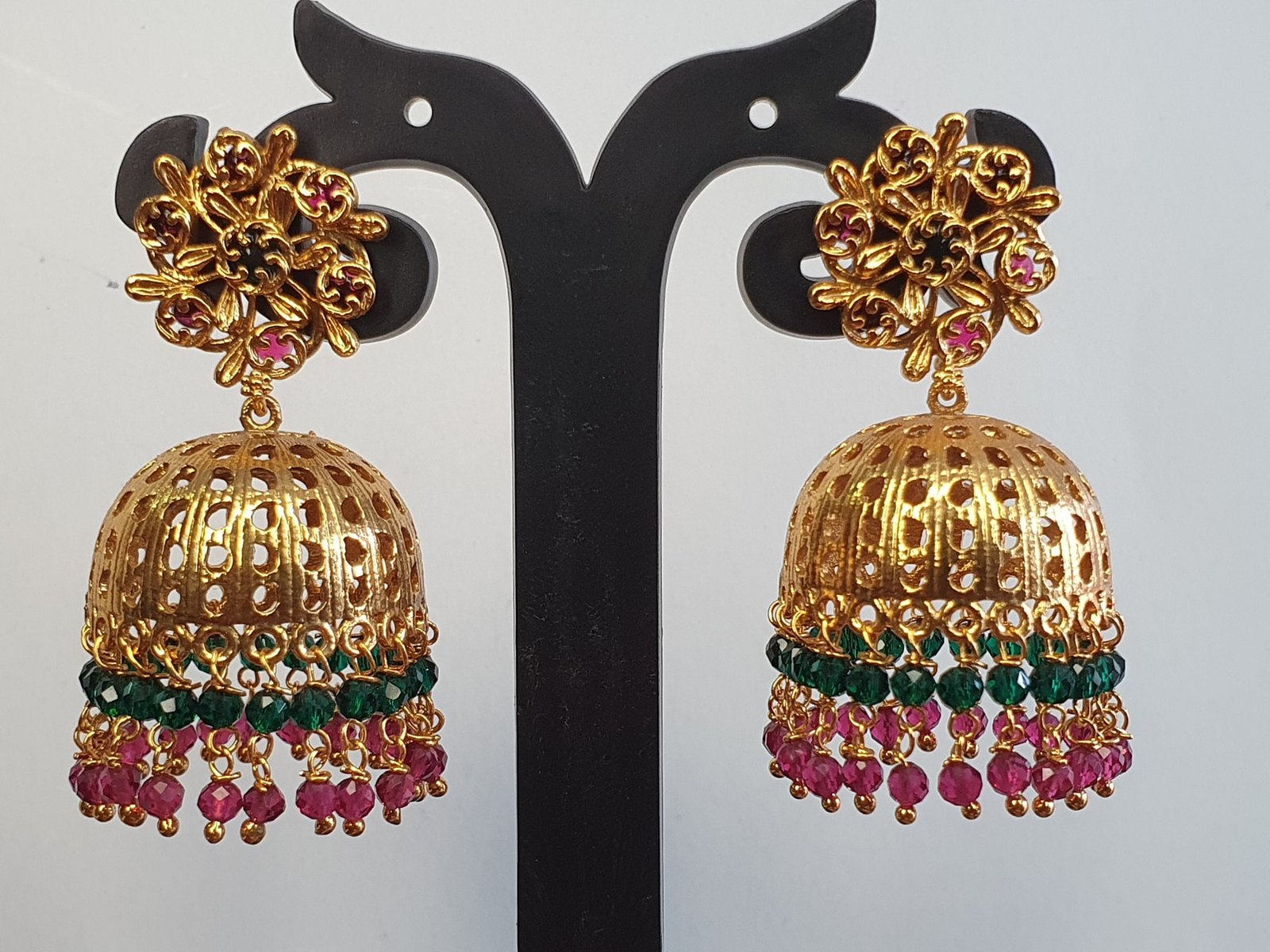 Flower With Pearl Designer Matte Finished Jhumkha