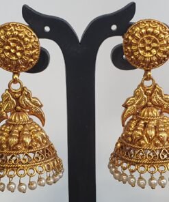 Flower & Peacock Designer Matte Finished Jhumkha