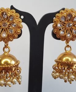 Flower With Pearl Designer Matte Finished Jhumkha