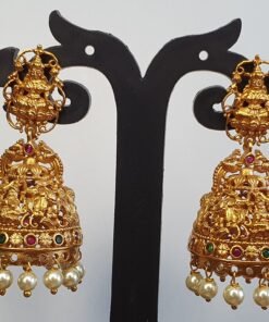 Lakshmi With Pearl Designer Matte Finished Jhumkha