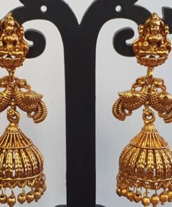 Lakshmi With Peacock Designer Matte Finished Jhumkha