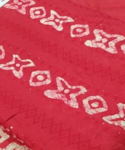 Red and Off White Designer Shalwar Material