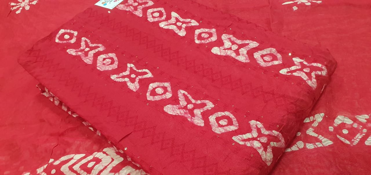 Red and Off White Designer Shalwar Material Red and Off White Designer Shalwar Material