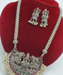 Lakshmi Pearl Silver Oxidised Matte Finished Harram Lakshmi Pearl Silver Oxidised Matte Finished Harram
