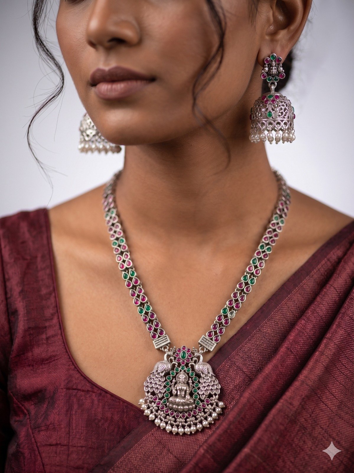 Peacock Silver Oxidised Matte Finished Harram Peacock Silver Oxidised Matte Finished Harram