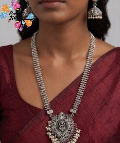 Lakshmi Pearl Silver Oxidised Matte Finished Harram