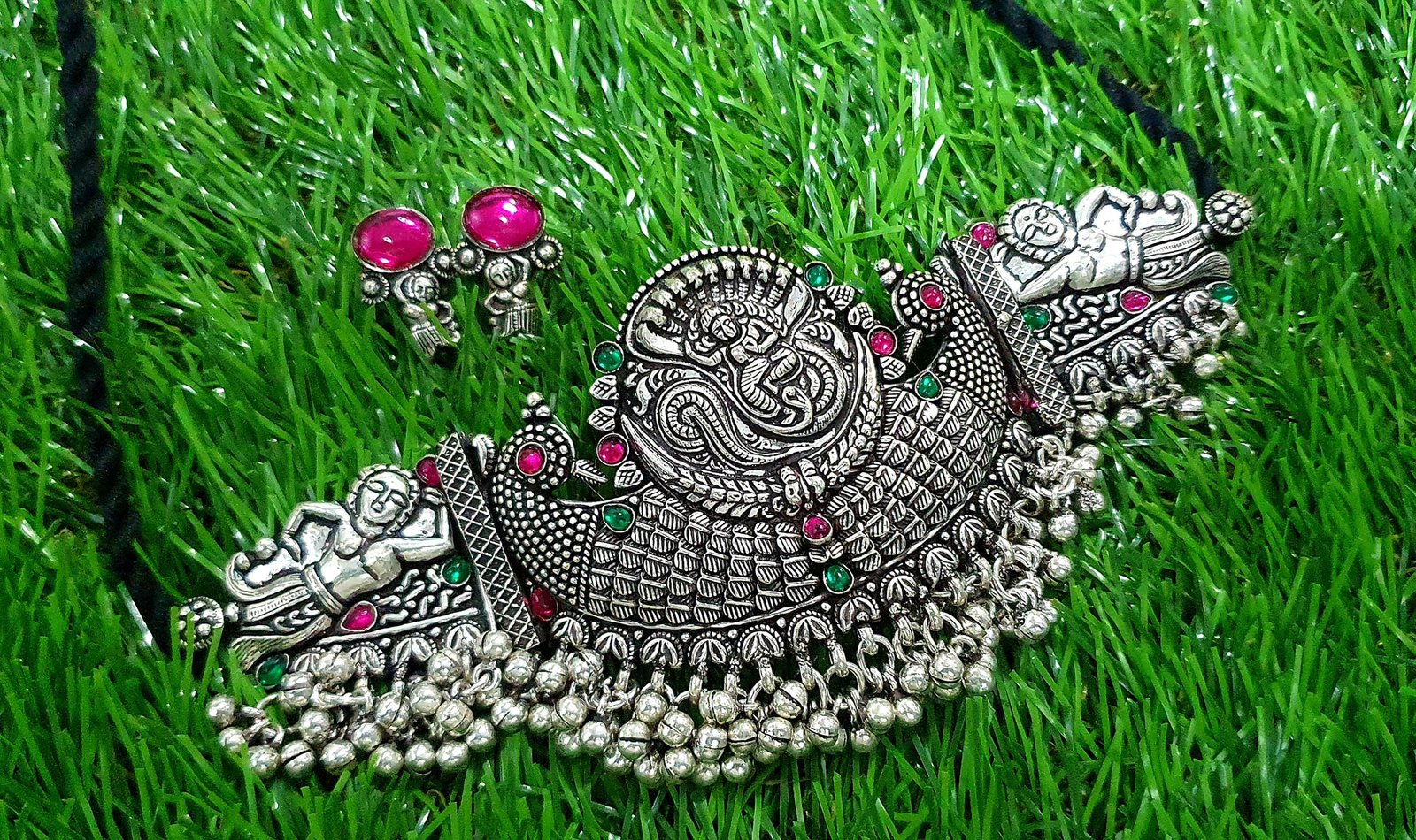 Krishna Silver Oxidised Chocker Necklace Krishna Silver Oxidised Chocker Necklace