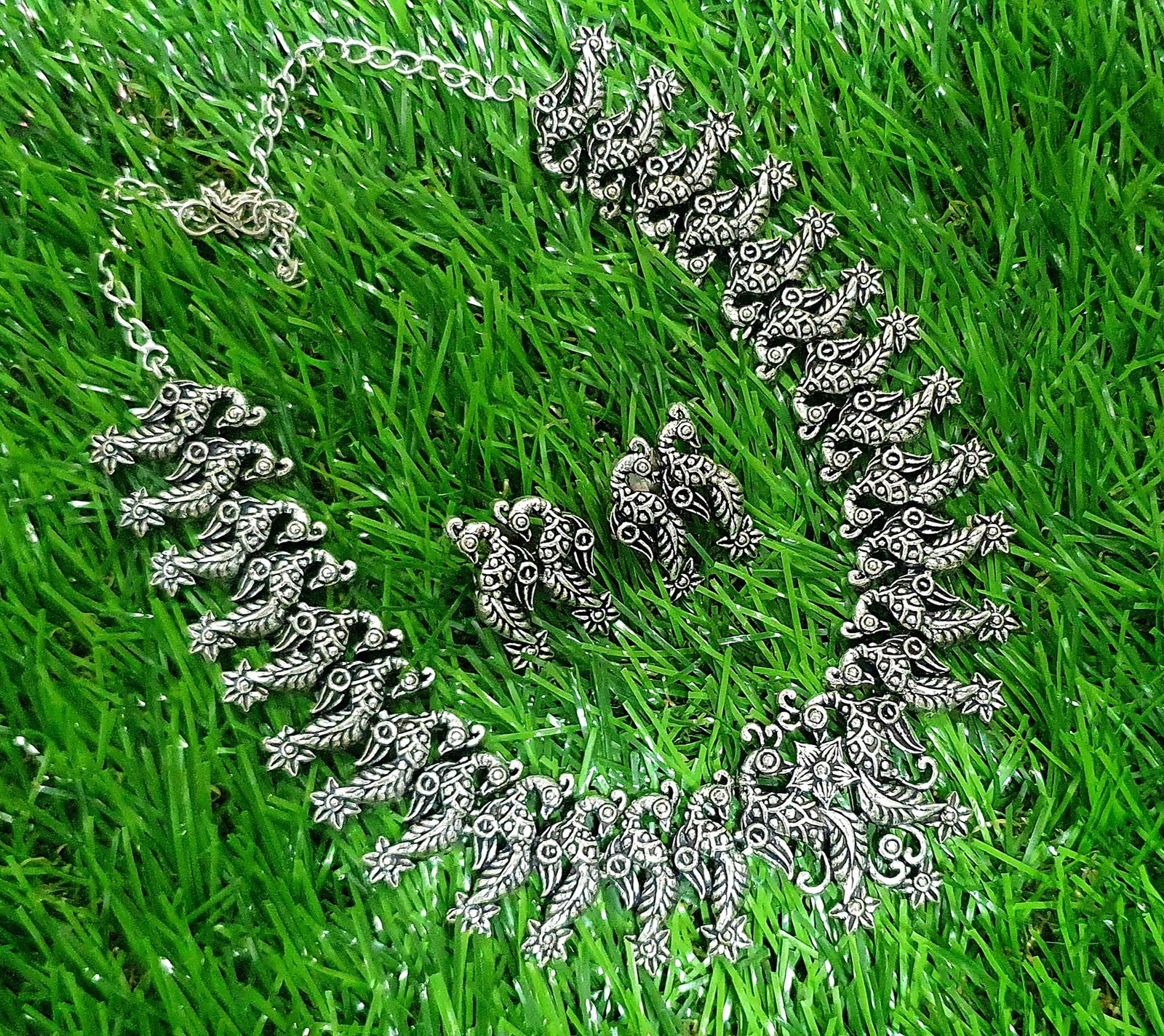 Peacock Silver Oxidised Necklace Peacock Silver Oxidised Necklace