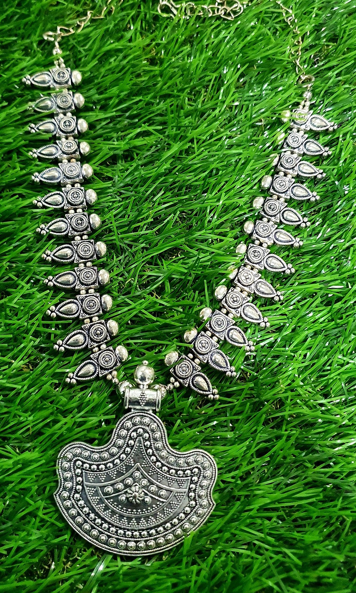 Half Chakra Silver Oxidised Necklace Half Chakra Silver Oxidised Necklace